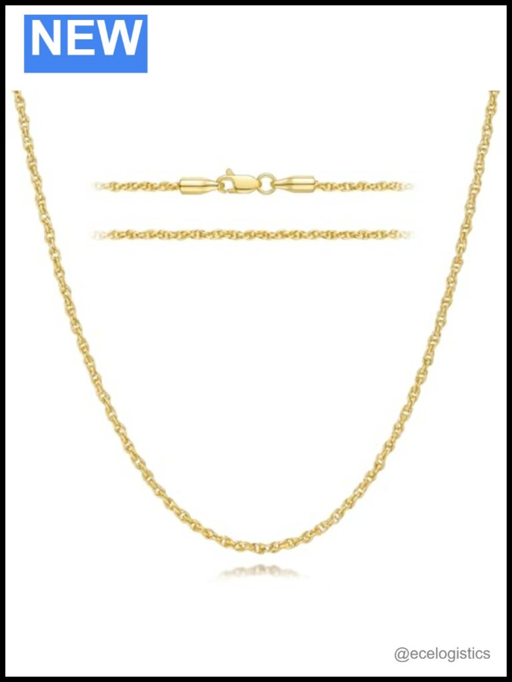 14K Gold Plated Rope Chain Necklace for Women Layered